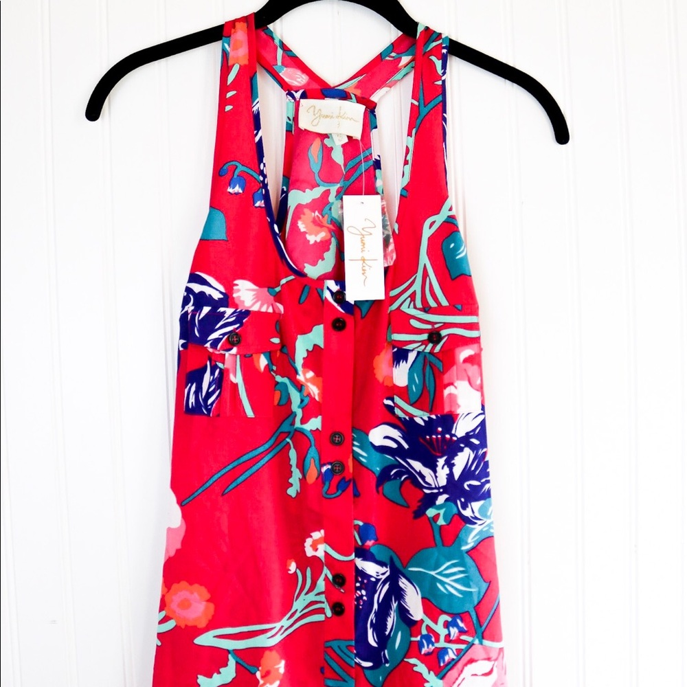 Yumi Kim Bright pink- colorful floral tank top